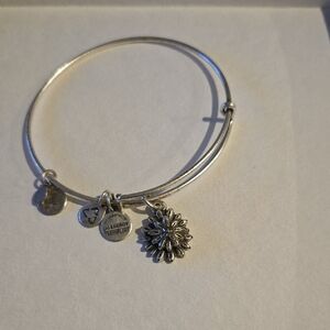 Alex and Ani Silver Floral Charm Bracelet